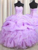 Visible Boning Sleeveless Lace Up Floor Length Beading and Ruffles and Pick Ups Ball Gown Prom Dress(SKU PSSW0479-1BIZ)