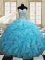 Baby Blue Ball Gown Prom Dress Military Ball and Sweet 16 and Quinceanera with Beading and Ruffles Sweetheart Sleeveless Lace Up