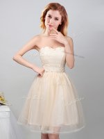 Champagne Sweetheart Lace Up Lace and Appliques Vestidos de Damas Sleeveless