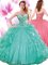 Hot Selling Pick Ups Sweetheart Sleeveless Lace Up Quinceanera Dresses Turquoise Organza