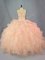 Peach Sweetheart Neckline Beading and Ruffles Quinceanera Gown Sleeveless Lace Up