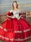 Suitable Red Quinceanera Dress Sweet 16 and Quinceanera with Beading and Embroidery Sweetheart Sleeveless Lace Up