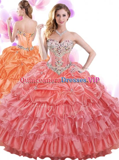 Noble Sleeveless Beading and Ruffled Layers and Pick Ups Lace Up 15th Birthday Dress - Click Image to Close