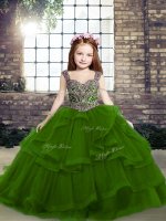 Classical Straps Sleeveless Lace Up Pageant Dress Wholesale Green Tulle(SKU PAG1254-8BIZ)