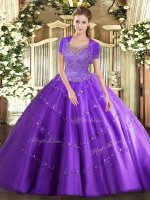 Floor Length Ball Gowns Sleeveless Lavender 15 Quinceanera Dress Clasp Handle(SKU SJQDDT1006002-2BIZ)