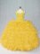 Attractive Straps Sleeveless Organza Quince Ball Gowns Beading and Ruffles Lace Up