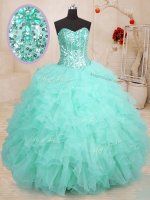 Apple Green Sweetheart Lace Up Beading and Ruffles Quinceanera Gown Sleeveless(SKU PSSW0176-4BIZ)