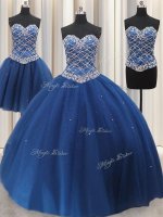 On Sale Three Piece Sweetheart Sleeveless Tulle Sweet 16 Quinceanera Dress Beading and Sequins Lace Up(SKU PSSW058KC002-1BIZ)