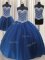 On Sale Three Piece Sweetheart Sleeveless Tulle Sweet 16 Quinceanera Dress Beading and Sequins Lace Up