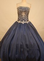 Beautiful ball gown strapless floor-length taffeta beading navy blue quinceanera dresse FA-X-071(SKU FAo14X20)