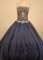 Beautiful ball gown strapless floor-length taffeta beading navy blue quinceanera dresse FA-X-071