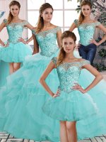 Extravagant Sleeveless Lace Up Floor Length Beading and Ruffles 15 Quinceanera Dress