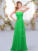Most Popular Green Sleeveless Hand Made Flower Floor Length Vestidos de Damas