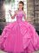 High End Rose Pink Lace Up Quinceanera Dress Beading and Ruffles Sleeveless Floor Length
