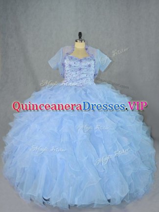 Cheap Organza Sleeveless Floor Length Quinceanera Gown and Beading and Ruffles