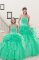 Adorable Turquoise Ball Gowns Sweetheart Sleeveless Organza Floor Length Lace Up Beading and Pick Ups 15th Birthday Dress