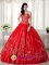 Remarkable Red Sweetheart Neckline Beaded and Embroidery Decorate For Quinceanera Dress In Moore Oklahoma/OK