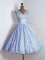 Lavender Lace Up V-neck Lace Quinceanera Court of Honor Dress Lace Sleeveless