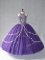 Purple Lace Up Halter Top Beading Ball Gown Prom Dress Tulle Sleeveless