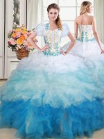 Gorgeous Brush Train Ball Gowns Quinceanera Gown Multi-color Sweetheart Organza Sleeveless With Train Lace Up