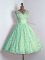 Sophisticated Mini Length A-line Sleeveless Apple Green Damas Dress Lace Up