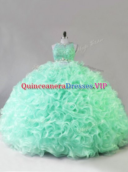 Apple Green Sleeveless Beading and Ruffles Sweet 16 Quinceanera Dress - Click Image to Close