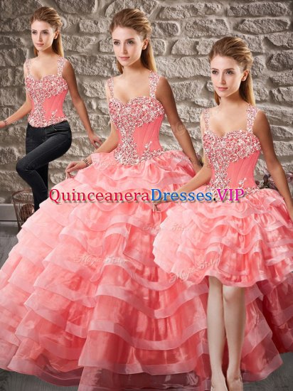 Sleeveless Court Train Lace Up Beading and Ruffled Layers Vestidos de Quinceanera - Click Image to Close