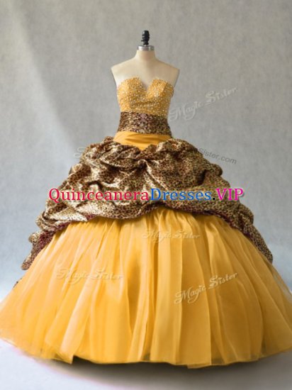 Fantastic Sleeveless Brush Train Beading and Pick Ups Lace Up Quinceanera Dress - Click Image to Close