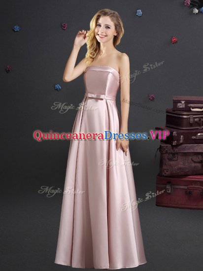 Sleeveless Floor Length Bowknot Zipper Court Dresses for Sweet 16 with Pink - Click Image to Close