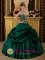 Annahilt Down Modest Dark Green Sweetheart Quinceanera Dress For Appliques With Beading And Hand Made Flowers Decorate