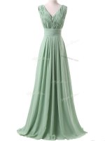 Apple Green Quinceanera Court Dresses Prom and Party and Wedding Party with Ruching V-neck Sleeveless Lace Up(SKU SWBD047BIZ)