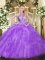 Sumptuous Lavender Lace Up Halter Top Beading Quinceanera Gowns Organza Sleeveless