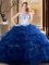 Eye-catching Ruffled Floor Length Royal Blue Sweet 16 Quinceanera Dress Strapless Sleeveless Lace Up