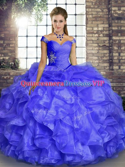 Sleeveless Beading and Ruffles Lace Up Ball Gown Prom Dress - Click Image to Close