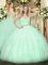 Noble Apple Green 15 Quinceanera Dress Military Ball and Sweet 16 and Quinceanera with Lace and Ruffles Scoop Sleeveless Zipper