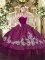 Organza and Taffeta Sleeveless Floor Length 15th Birthday Dress and Embroidery