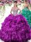 Fantastic Purple Lace Up Sweet 16 Quinceanera Dress Beading and Ruffles Sleeveless Floor Length