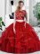 Clearance Wine Red Zipper Quinceanera Dress Lace and Ruffles Sleeveless Floor Length