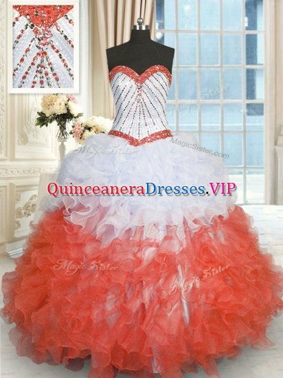 Fantastic Sweetheart Sleeveless Organza Quinceanera Dress Beading and Ruffles Lace Up - Click Image to Close