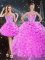 Fancy Fuchsia Sweetheart Neckline Beading and Ruffles Quince Ball Gowns Sleeveless Lace Up