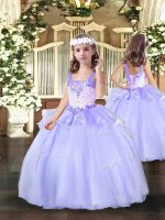 Lovely Lavender Straps Lace Up Beading Little Girls Pageant Dress Sleeveless(SKU PAG1037BIZ)