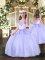 Lovely Lavender Straps Lace Up Beading Little Girls Pageant Dress Sleeveless