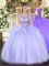 Custom Made Scoop Sleeveless Lace Up Ball Gown Prom Dress Lavender Organza