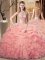 Peach Scoop Neckline Beading and Ruffles and Pick Ups Quince Ball Gowns Sleeveless Lace Up