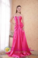Haiku Hawaii/HI Elegant Hot Pink Quinceanera Dama Dress Empire Sweetheart Sweep / Brush Train Taffeta Beading Decorate