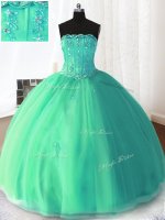 Noble Sleeveless Beading and Appliques Lace Up Vestidos de Quinceanera