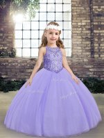 Perfect Beading Kids Formal Wear Lavender Lace Up Sleeveless Floor Length