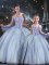 Lavender Tulle Lace Up Sweetheart Sleeveless Floor Length Quinceanera Gown Beading