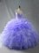 Straps Sleeveless Organza Vestidos de Quinceanera Beading and Ruffles Zipper
