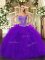 Purple Sweetheart Neckline Beading and Ruffles 15th Birthday Dress Sleeveless Lace Up